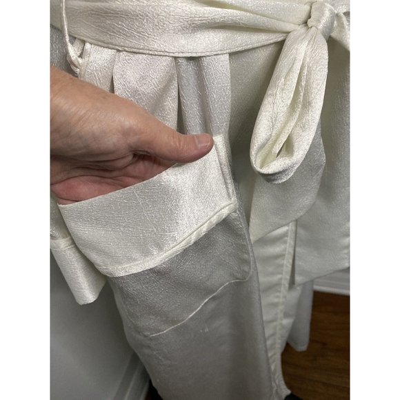 Victoria's Secret Vintage Ivory Satiny Fabric Long Robe Belted Size Petite Small - Picture 10 of 16